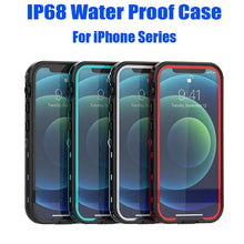 Load image into Gallery viewer, Waterproof For iPhone 14 13 12 11 Pro Max Case Red Clear Cover Diving Underwater Swim Outdoor Sports Built-in Screen Protector Full Body Heavy Duty Protective Cover for iPhone