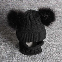 Load image into Gallery viewer, Cute Baby Hat & Scarf Set Pompom Infant Baby Girl Winter Hat For Kids Warm Knitted for Girls