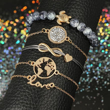 Load image into Gallery viewer, Charm Bowknot Heart LOVE Rope Map Crystal Marble Cuff Bracelets For Women Boho Party Luxury Jewelry Perfect Gift
