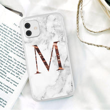 Load image into Gallery viewer, White A-Z Marble Texture Phone Cover For Iphone 12 Mini Soft Silicone Back Case Solid Name Phone Case Luxury Screen Camera Protection Shockproof Soft Cover