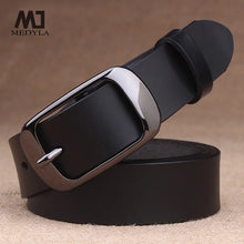 Load image into Gallery viewer, MEDYLA Women's Belt Genuine Leather Fashion Retro Belts High Quality Luxury Brand Ladies Alloy Buckle Casual Jeans Belt