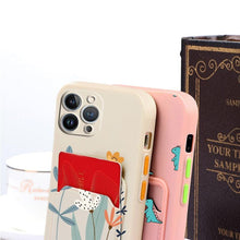 Load image into Gallery viewer, Charming Silicone Soft Anti-Scratch Cases For iPhone 13 Pro Max Case Silicone Wallet Card Holder Cover For iPhone 13 Mini 13ProMax 13Pro Flower Butterfly Beautiful Design Card Holder iPhone Case