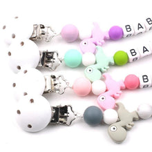 Load image into Gallery viewer, Lemon Comeon Baby's NamePacifier Clips Holder Dinosaur Silicone Beads Teething Chain for Baby