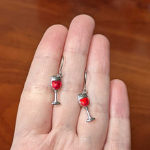 Load image into Gallery viewer, Stainless Steel Red Wine Glass Earrings