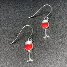 Load image into Gallery viewer, Stainless Steel Red Wine Glass Earrings