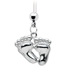 Load image into Gallery viewer, Stainless Steel Baby Foot Prints Pregnant Belly Ring