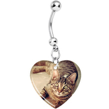 Load image into Gallery viewer, Full Color Dangle Heart Custom Photo Belly Ring
