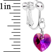 Load image into Gallery viewer, Fuchsia Heart Clip Earrings Created with Crystals