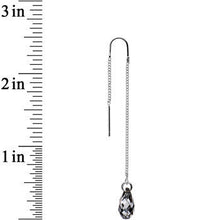 Load image into Gallery viewer, Silver Night Drop Threader Earrings Created with Crystals