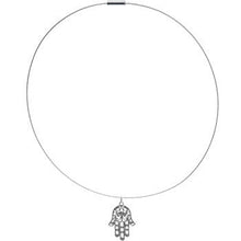 Load image into Gallery viewer, Intricate Silver Hamsa Hand Pendant Choker Necklace