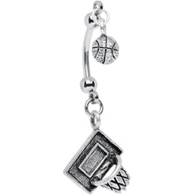 Load image into Gallery viewer, Handcrafted Shooting Hoops Basketball Double Mount Belly Ring