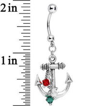 Load image into Gallery viewer, Handcrafted Christmas Anchor Dangle Belly Ring Created with Crystals