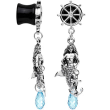 Load image into Gallery viewer, Aqua Nautical Mermaid Plug Set Created with Crystal 00G to 1 Inch