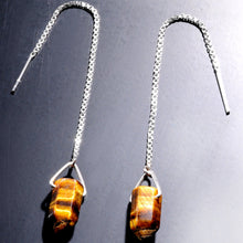Load image into Gallery viewer, Handcrafted Tiger Eye 925 Sterling Silver Infinity Threader Earrings