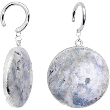Load image into Gallery viewer, Handcrafted Steel Snowkissed White Natural Druzy Quartz Ear Weights