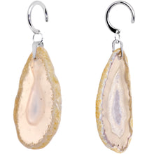Load image into Gallery viewer, Handcrafted Steel Sandswept Desert Gap Natural Tan Agate Ear Weights