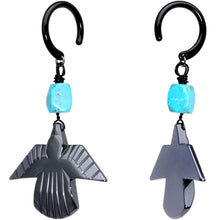 Load image into Gallery viewer, Handcrafted Black Plated Natural Turquoise Thunderbird Ear Weights