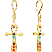 Load image into Gallery viewer, Handcrafted Gold Plated Balanced Life Chakra Ankh Ear Weights
