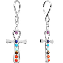 Load image into Gallery viewer, Handcrafted Steel Balanced Life Chakra Ankh Ear Weights