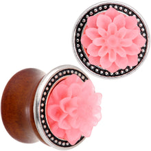 Load image into Gallery viewer, Handcrafted Beechwood Pink Tropical Flower Saddle Plug Set Sizes 14mm to 20mm