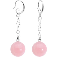Load image into Gallery viewer, Handcrafted Pink Quartz Jawbreaker Dangle Fishhook Earrings