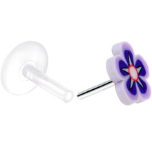 Load image into Gallery viewer, Handmade 1/4 5/16 Bioplast Purple Flower Push In Cartilage Earring
