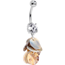 Load image into Gallery viewer, Handcrafted Clear Gem Mother of Pearl Cascade Dangle Belly Ring