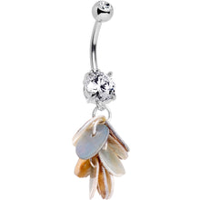 Load image into Gallery viewer, Handcrafted Clear Gem Mother of Pearl Cascade Dangle Belly Ring