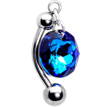 Load image into Gallery viewer, Blue Drop Top Mount Belly Ring Created with Crystals
