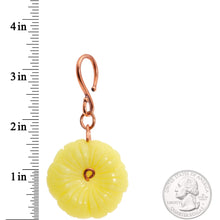 Load image into Gallery viewer, Handcrafted Copper Plated Yellow Butter Jade Flower Ear Weights