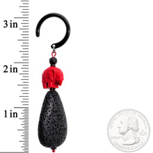 Load image into Gallery viewer, Handcrafted Black IP Black Lava Stone Red Elephant Ear Weights