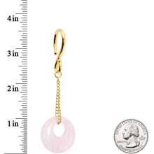 Load image into Gallery viewer, Handcrafted Gold Tone Pink Rose Flower Quartz Donut Chain Ear Weights