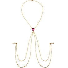 Load image into Gallery viewer, Gold Tone Nipple Chain Necklace Created with Crystals
