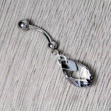 Load image into Gallery viewer, Clear Drop Reversible Belly Ring Created with Crystals