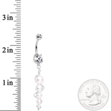 Load image into Gallery viewer, Handmade White Orb Dangle Belly Ring Created with Crystals