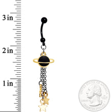 Load image into Gallery viewer, Handcrafted Black Saturn and Stars Chain Dangle Belly Ring