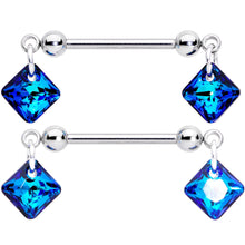 Load image into Gallery viewer, Handmade Blue Rhom Nipple Ring Set Created with Crystals