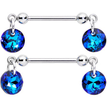 Load image into Gallery viewer, Handmade Blue Disc Nipple Ring Set Created with Crystals