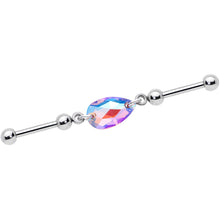 Load image into Gallery viewer, Aurora Drop Double Industrial Barbell Created with Crystals