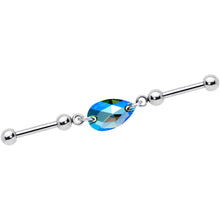 Load image into Gallery viewer, Blue Drop Double Industrial Barbell Created with Crystals