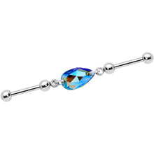Load image into Gallery viewer, Blue Drop Double Industrial Barbell Created with Crystals