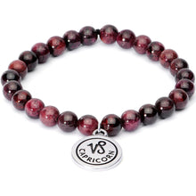 Load image into Gallery viewer, Handmade Lava Stone Garnet Capricorn Zodiac Bracelet Set of 2