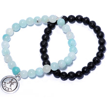 Load image into Gallery viewer, Handmade Lava Stone Amazonite Pisces Zodiac Bracelet Set of 2