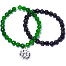 Load image into Gallery viewer, Handmade Lava Stone Jade Taurus Zodiac Bracelet Set of 2