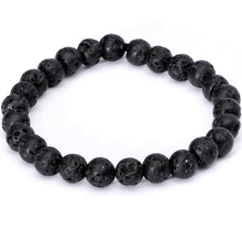 Load image into Gallery viewer, Handmade Lava Stone Fuschia Tigers Eye Cancer Zodiac Bracelet Set of 2