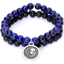 Load image into Gallery viewer, Handmade Lava Stone Lapis Lazuli Virgo Zodiac Bracelet Set of 2