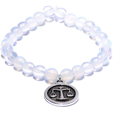 Load image into Gallery viewer, Handmade Lava Stone Opalite Libra Zodiac Bracelet Set of 2