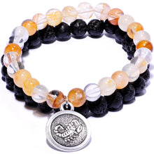 Load image into Gallery viewer, Handmade Lava Stone Citrine Scorpio Zodiac Bracelet Set of 2