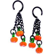 Load image into Gallery viewer, Handcrafted Halloween Pumpkin Patch Black Chain Ear Weights
