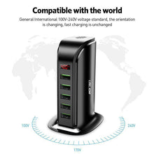 Load image into Gallery viewer, Powerful 5 Port USB Energy Saving Charger LED Display Multi USB Charging Station Dock Universal Mobile Phone Desktop Wall Home EU UK Plug